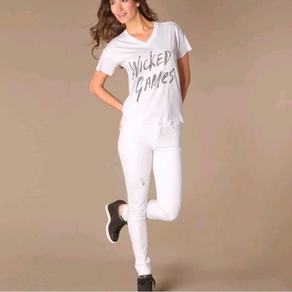 Zoe Karssen Mid-Rise Skinny White Denim Jeans - Picture 1 of 16